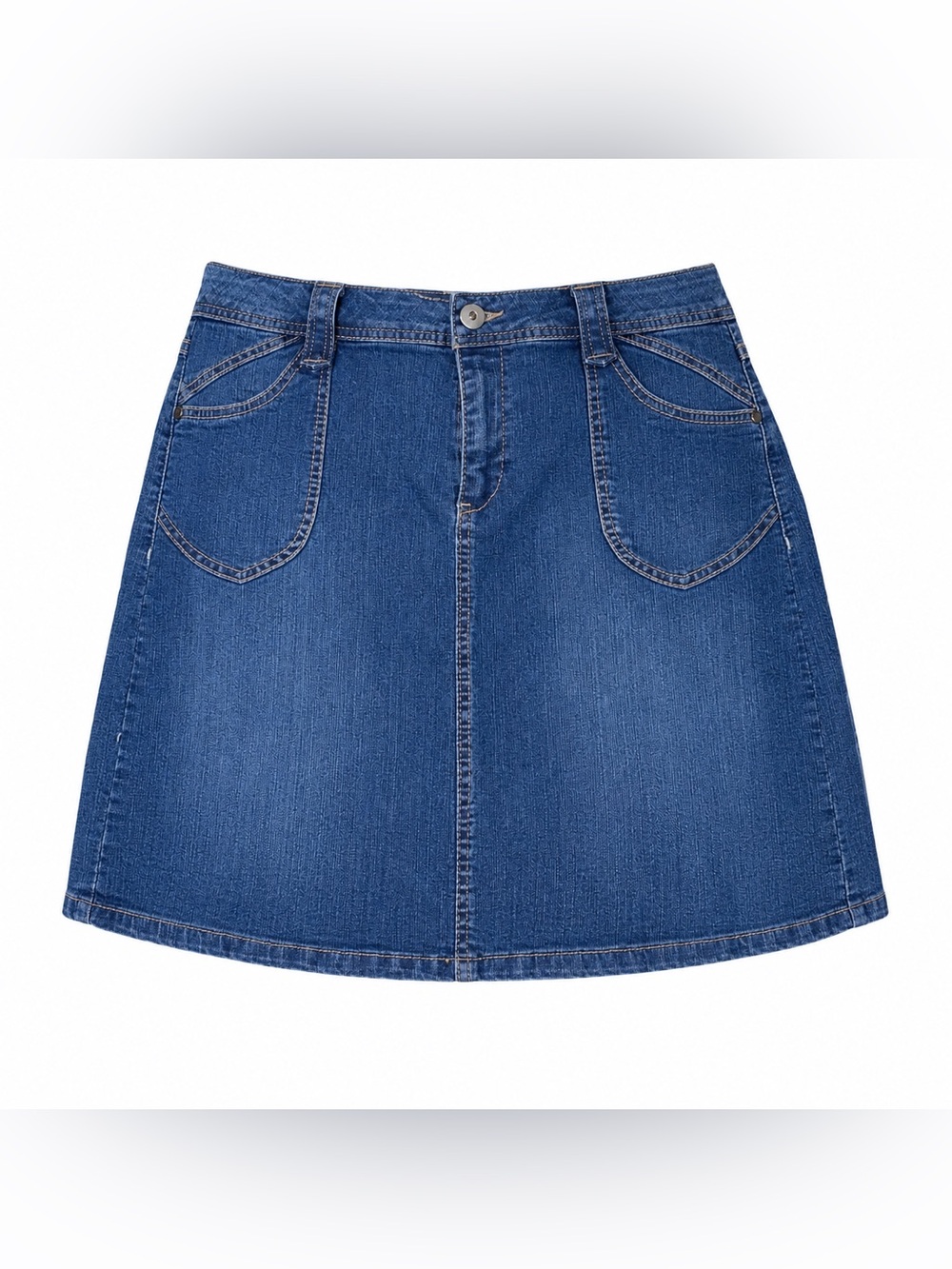Christopher & Banks Classic Blue Denim Mini Skirt with Pockets / Built in Shorts